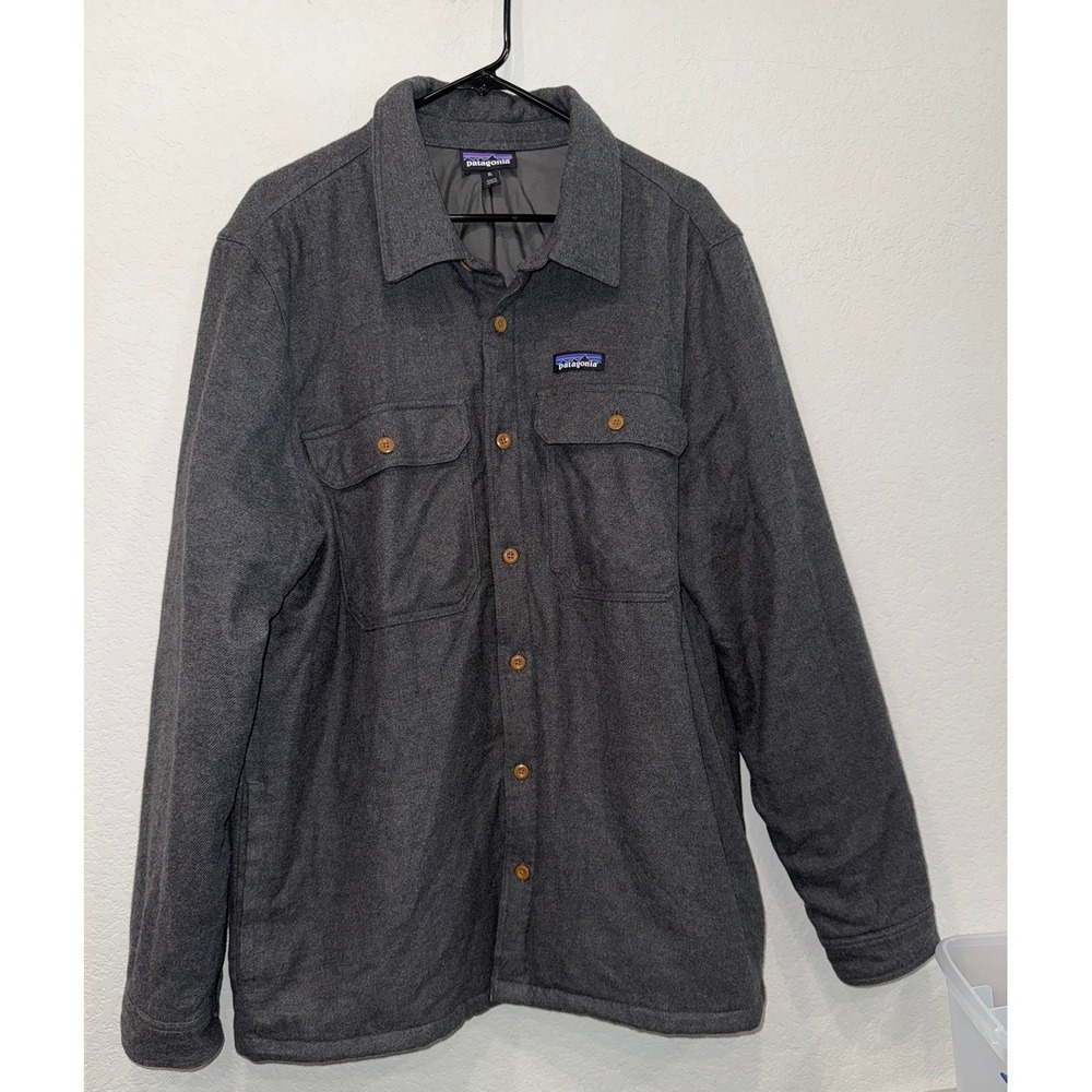 Patagonia Mens Insulated Fjord Flannel Jacket Forge Grey XL 27640 FA19